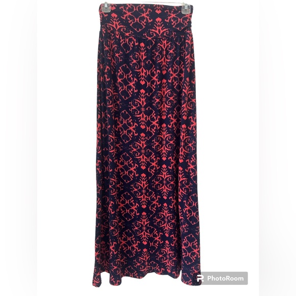 Joe B Gypsy Boho Long Romantic Flowy Maxi Skirt sz S Modest Navy Coral-ish EUC - Picture 14 of 16
